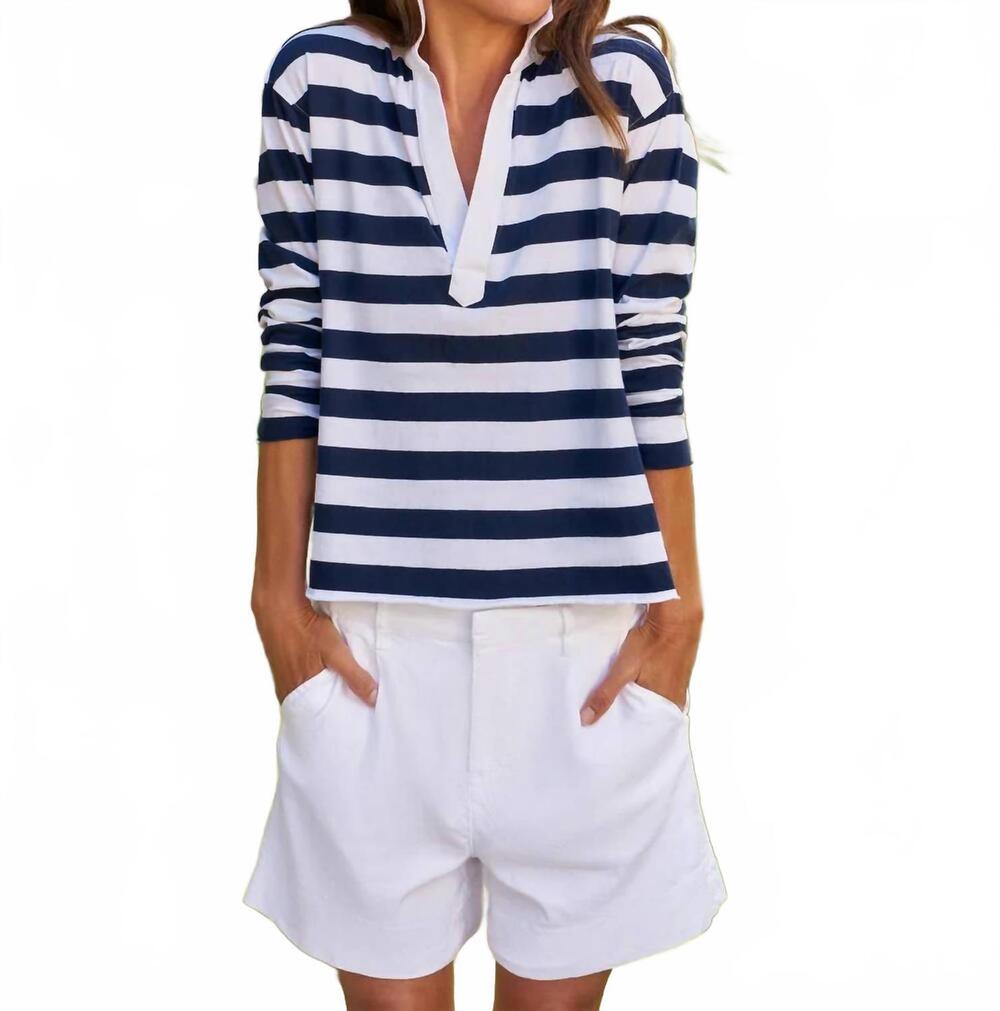 NEW FRANK & EILEEN patrick popover henley top in nautical stripe
